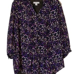 Coldwater Creek Purple Tan and Black Blouse